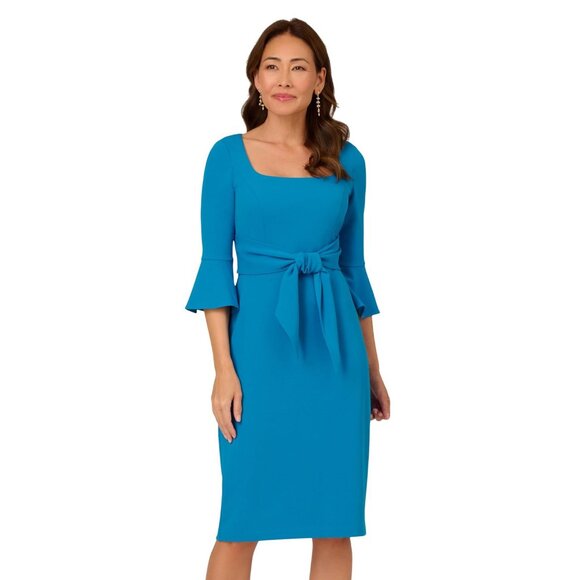 NWT Adrianna Papell Womens Bell Sleeve Tie Front Dress Deep Cerulean Blue 6 - Picture 1 of 10